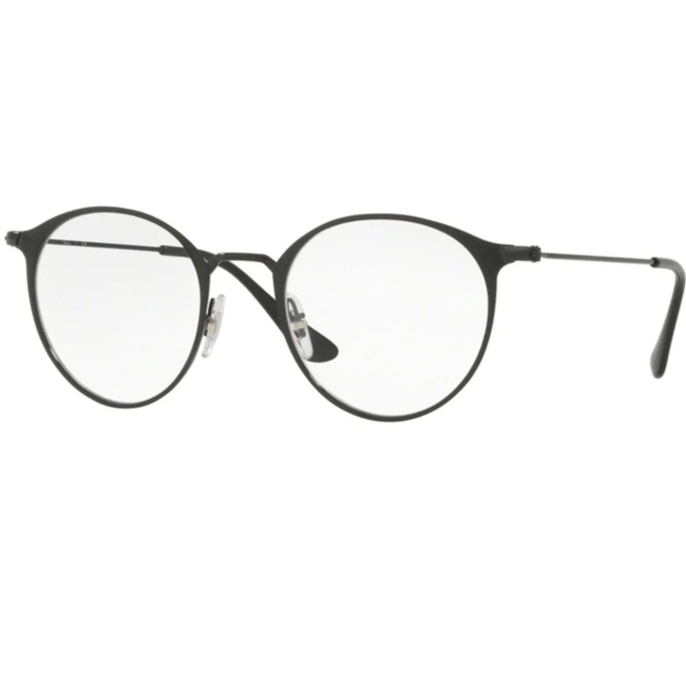 Óculos de Grau Ray Ban Round Metal RX6378 2904 Preto Lente Tam 49